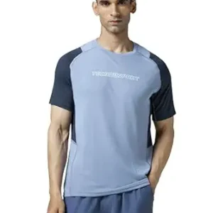 TECHNOSPORT Mens Slim Fit Color Block Crew Neck Half Sleeve T-Shirt with Technocool+, Quick Dry for Gym, Workout, Sports & Regular Use