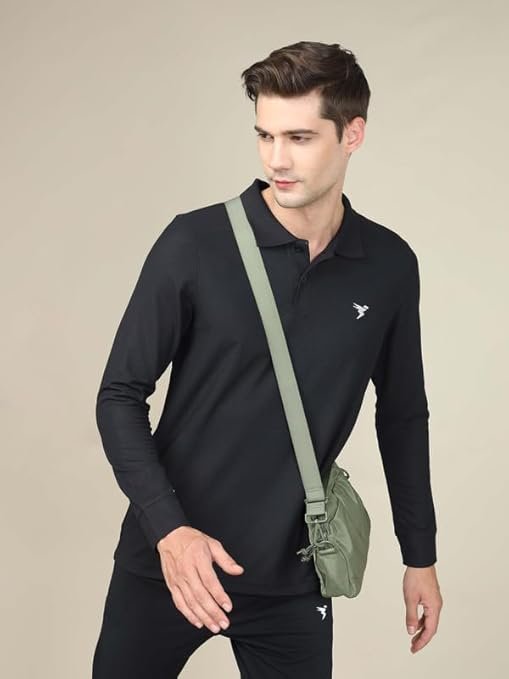 TECHNOSPORT Mens Slim Fit Polyester Active Wear Collar Polo T-Shirt with Long Sleeves for Workout, Sports - Image 3