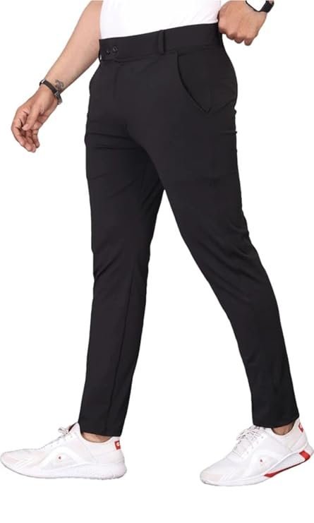 Men?s Premium Lycra Slim Fit Trouser Combo (Black & Silver) | Stylish Formal & Casual Pant for Men | Office - Image 2