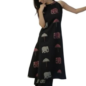 ANNI DESIGNER Women's Ethnic Co-Ord Set | Kurta Pant Set | Kurta Palazzo Set | Stylish Cotton Suit Set for Women, Festival Co-ord Set Black