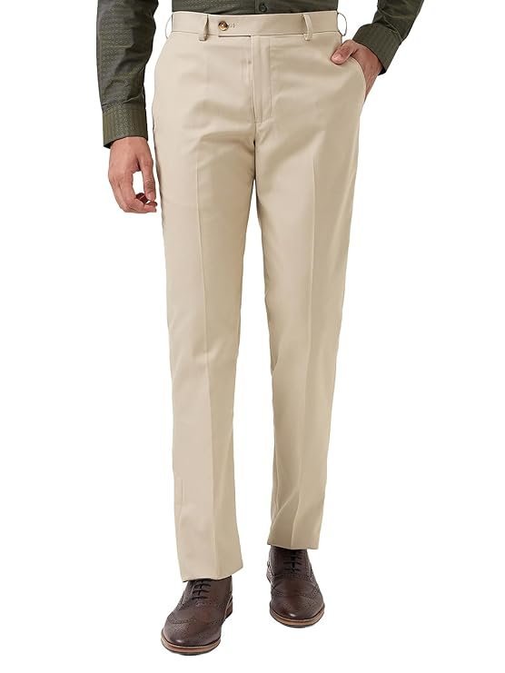 Park Avenue Men Smart Fit Twill Pattern Poly Viscose Blend Flat Front Formal Trouser