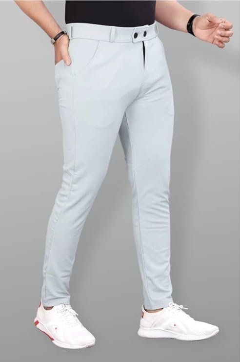 Men?s Premium Lycra Slim Fit Trouser Combo (Black & Silver) | Stylish Formal & Casual Pant for Men | Office - Image 4