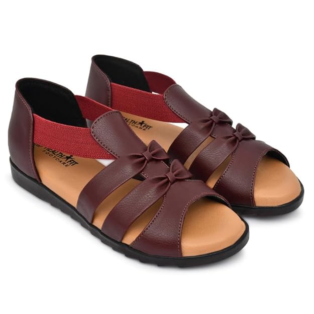 HEALTH FIT Extra Soft Ortho Care Sandals Orthopaedic & Diabetic Daily Use Women's Sandal/Casual Sandal Chappals For Ladies & Girl's 1102 Cherry