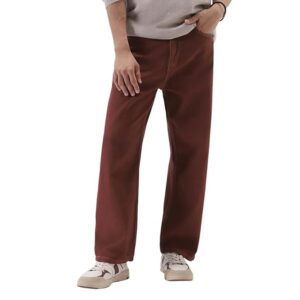 Urbano Fashion Men's Loose Mid Rise Jeans Brown