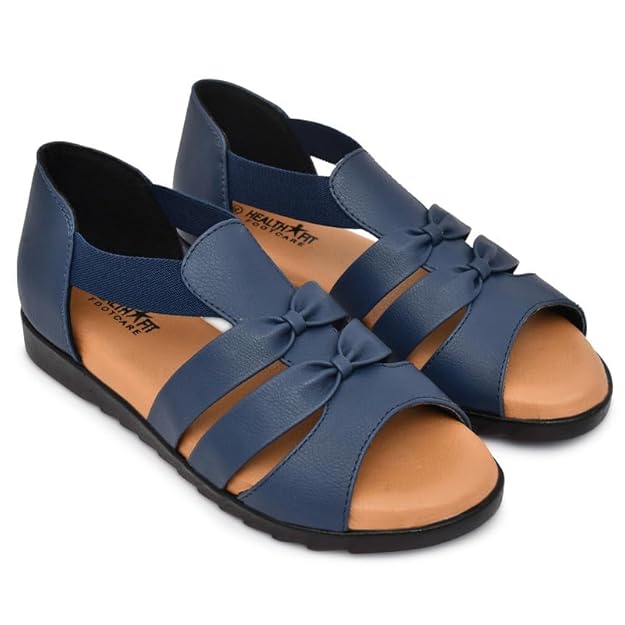 HEALTH FIT Extra Soft Ortho Care Sandals Orthopaedic & Diabetic Daily Use Women's Sandal/Casual Sandal Chappals For Ladies & Girl's 1102 Blue - Image 4