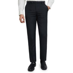 Park Avenue Men's Regular Fit Mid Rise Checks Pattern Polyester Blend Flat Front Formal Trouser