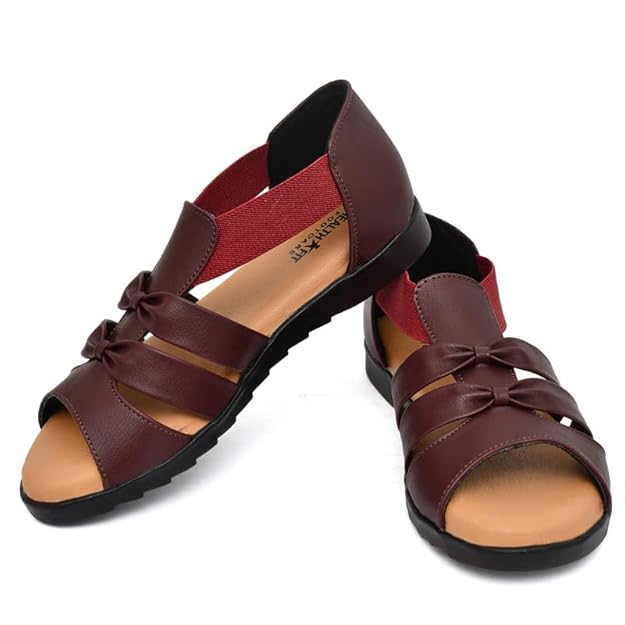 HEALTH FIT Extra Soft Ortho Care Sandals Orthopaedic & Diabetic Daily Use Women's Sandal/Casual Sandal Chappals For Ladies & Girl's 1102 Cherry - Image 3