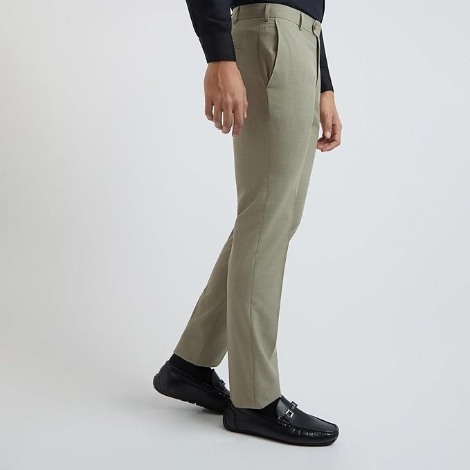 Raymond Men's Slim Fit Mid Rise Solid Pattern Poly Viscose Blend Flat Front Formal Trouser - Image 2