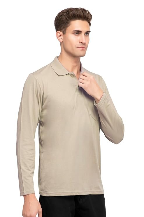 Polo Full Sleeve t Shirt for Men Cotton with Pocket and Collar - Regular Fit Tshirt - Image 4
