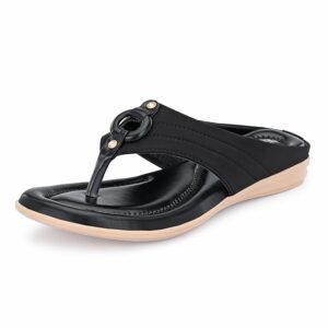 Centrino Women's Thong Sandals | Comfortable Ortho Care Sandals For Ladies | Fashion Wear Sandal & Chappal |Stylish & Durable | Premium Comfort & Quality | Soft Cushioned for More comfort (1951) Black