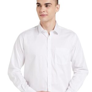 Men's Solid Cotton Formal Shirt | Plain | Full Sleeve - Regular Fit White