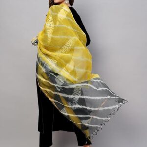 ANNI Designer Women's Rayon Viscose Straight Solid Kurta with Pant & Dupatta Black & Yellow