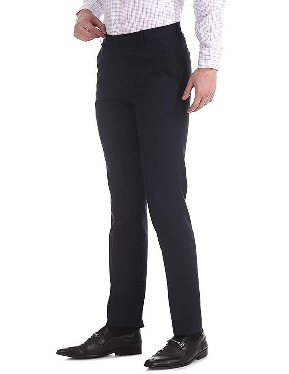 BottomLine Men's Slim FIT Formal Trousers Pants (Cut Belt) (Blue) - Image 2