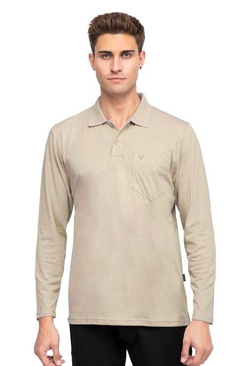 Polo Full Sleeve t Shirt for Men Cotton with Pocket and Collar - Regular Fit Tshirt