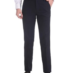 BottomLine Men's Slim FIT Formal Trousers Pants (Cut Belt) (Blue)