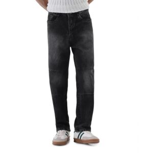 Urbano Fashion Men's Black Loose Baggy Fit Cut and Sew Panelled Jeans Non-Stretchable (jeanlosblcns-black-30)