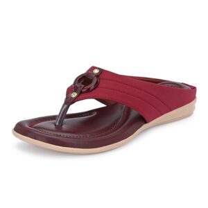 Centrino Women's Thong Sandals | Comfortable Ortho Care Sandals For Ladies | Fashion Wear Sandal & Chappal |Stylish & Durable | Premium Comfort & Quality | Soft Cushioned for More comfort (1951) Cherry