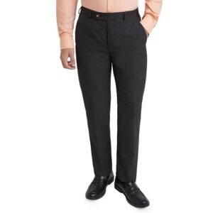 Park Avenue Men's Regular Fit Mid Rise Checks Pattern Poly Viscose Blend Flat Front Formal Trouser