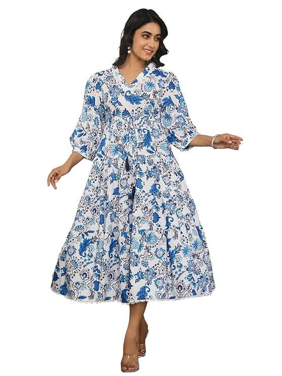 GRECIILOOKS Dress for Women Stylish | One Piece Dress for Women Long | Women Dress | Long Dress for Women | Maxi Dress for Women Blue