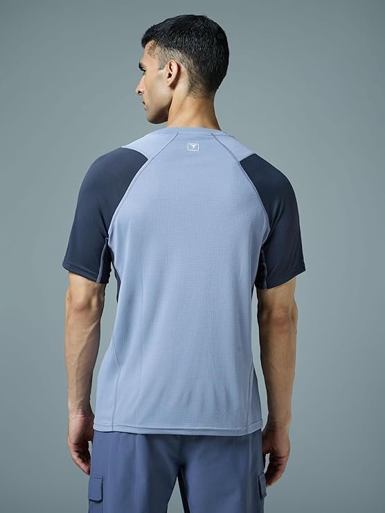 TECHNOSPORT Mens Slim Fit Color Block Crew Neck Half Sleeve T-Shirt with Technocool+, Quick Dry for Gym, Workout, Sports & Regular Use - Image 2