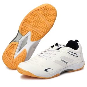PRO ASE Men's Badminton Shoes|Ideal for Badminton, Table Tennis, Volleyball White
