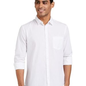 Men's Cotton Shirt | Casual | Plain | Full Sleeve | Summer - Regular Fit White