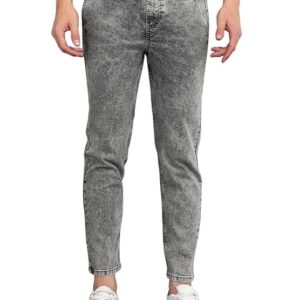 Urbano Fashion Men Mid Rise Regular Fit Washed Jogger Jeans Stretchable Light Grey
