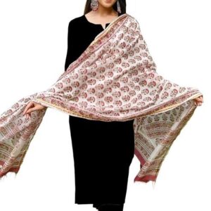 ANNI Designer Women's Rayon Viscose Straight Solid Kurta with Pant & Dupatta Black & White