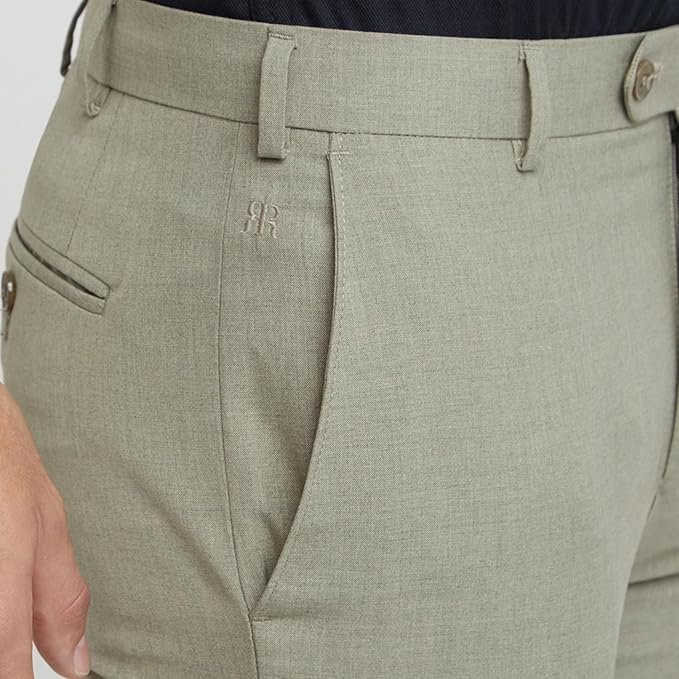 Raymond Men's Slim Fit Mid Rise Solid Pattern Poly Viscose Blend Flat Front Formal Trouser - Image 3