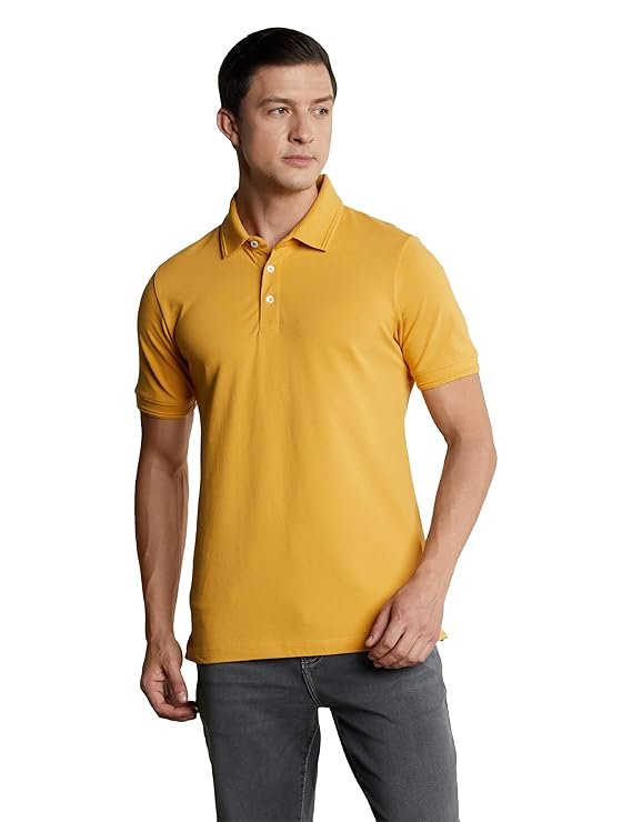 Symbol Premium Men's Cotton Stretch Solid Polo T-Shirt (Regular Fit | Pique Knit)