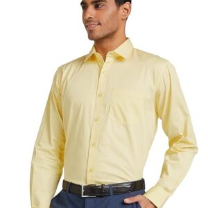 Men's Solid Cotton Formal Shirt | Plain | Full Sleeve - Regular Fit Yellow