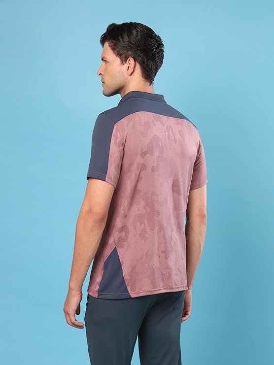 TECHNOSPORT Men's Slim Fit Polyester Sporty Print Athleisure Polo T-Shirt with Half Sleeve, Moisture Wicking and Quick Dry - Image 2