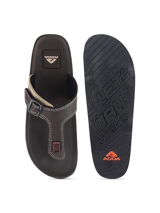 ADDA (LABEL) Men's Flip-Flops Brown Beige - Image 3