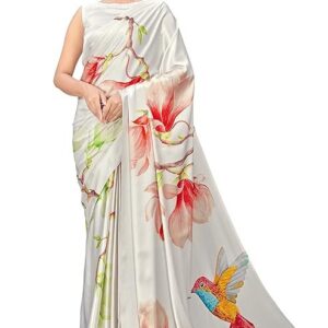 Monjolika Fashion Women's Elegant Banarasi Silk Saree with Intricate Zari Work with Rich Brocade Patterns and Unstitched Blouse Piece OffWhite