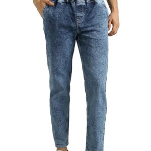 Urbano Fashion Men Mid Rise Regular Fit Washed Jogger Jeans Stretchable Light Blue
