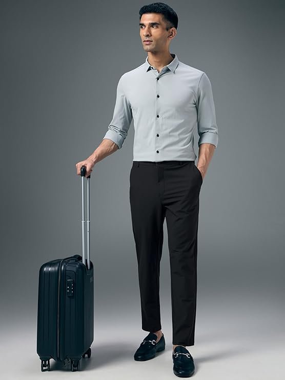 TECHNOSPORT Men's Slim Fit Solid Semi-Formal Trousers Pant with Duracool+ Stretchable and Quick Dry - Image 3