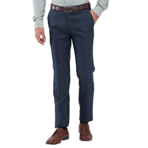Raymond Men's Slim Fit Mid Rise Structure Pattern Poly Viscose Blend Flat Front Formal Trouser
