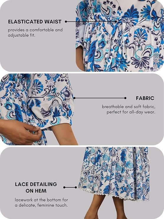 GRECIILOOKS Dress for Women Stylish | One Piece Dress for Women Long | Women Dress | Long Dress for Women | Maxi Dress for Women Blue - Image 3