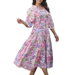 GRECIILOOKS Dress for Women Stylish | One Piece Dress for Women Long | Women Dress | Long Dress for Women | Maxi Dress for Pink