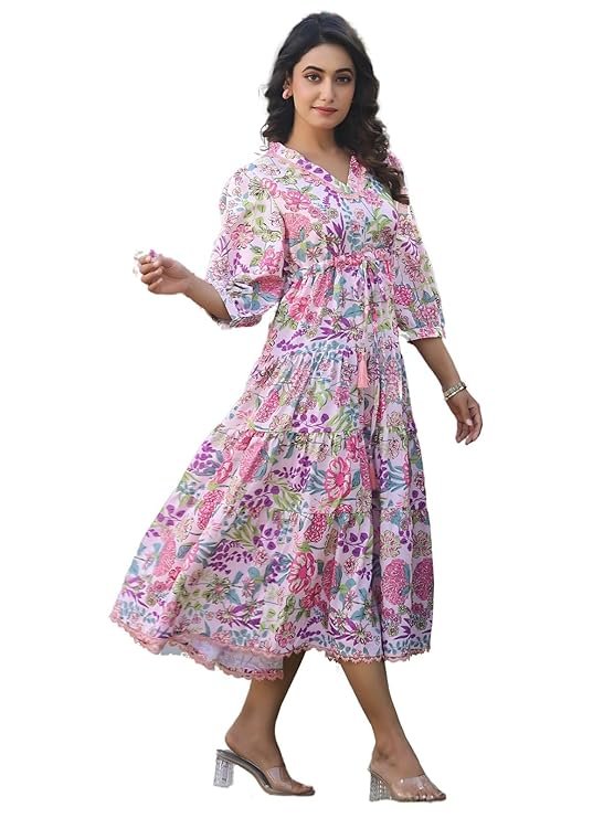 GRECIILOOKS Dress for Women Stylish | One Piece Dress for Women Long | Women Dress | Long Dress for Women | Maxi Dress for Pink