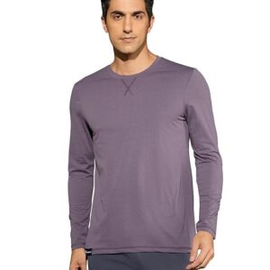 TECHNOSPORT Men Polyester Slim Fit Crew Neck Full Sleeve Solid T-Shirt for Gym, Workout & Sports