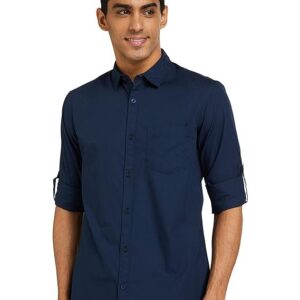 Men's Cotton Shirt | Casual | Plain | Full Sleeve | Summer - Regular Fit Navy