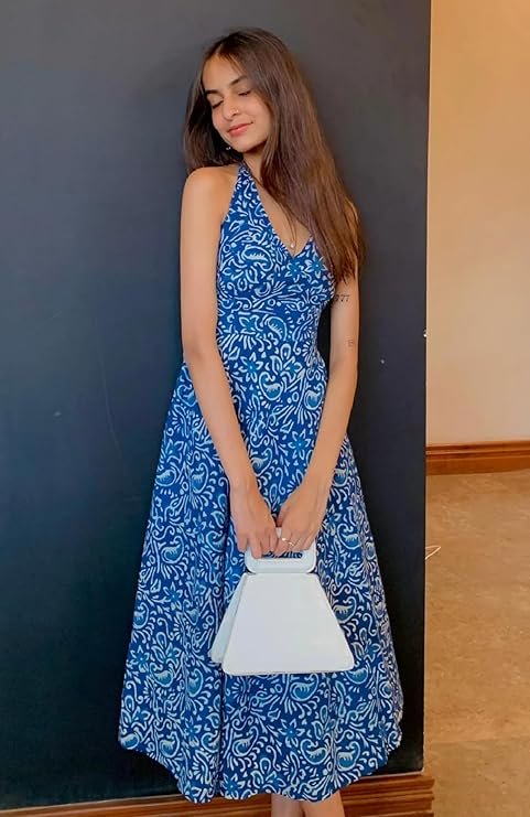 Leriya Fashion Dress for Woman | Elegant Floral Printed | Western Dress for Women | One Piece Maxi | Rayon Western | Women Party Blue - Image 2