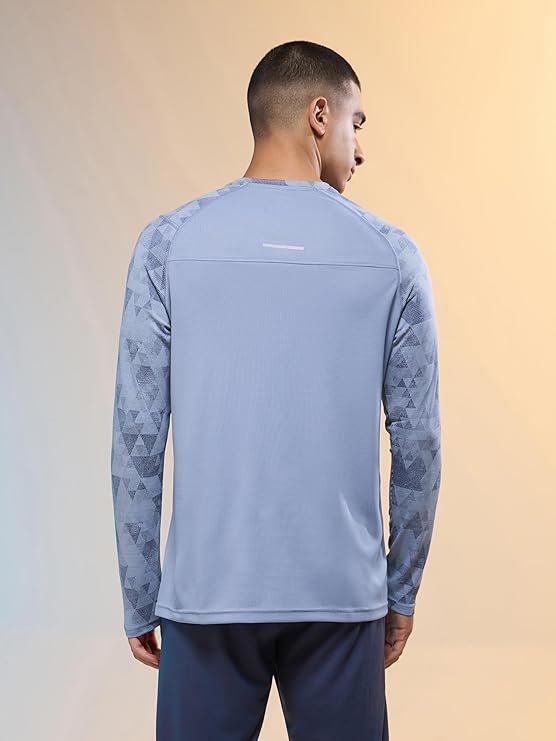 TECHNOSPORT Men's Slim Fit Crew Neck Full Sleeve Printed Jacquard T-Shirt with Technocool+, UPF50+ for Gym, Sports & Regular use - Image 2