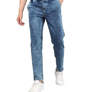 Urbano Fashion Men Mid Rise Regular Fit Washed Jogger Jeans Stretchable Blue