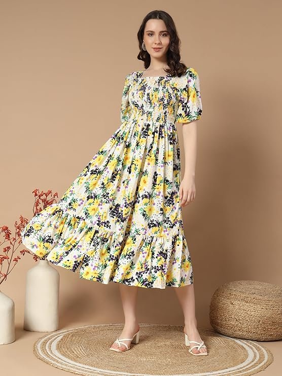 KZULLY Women's Crepe Midi Dress White - Image 2