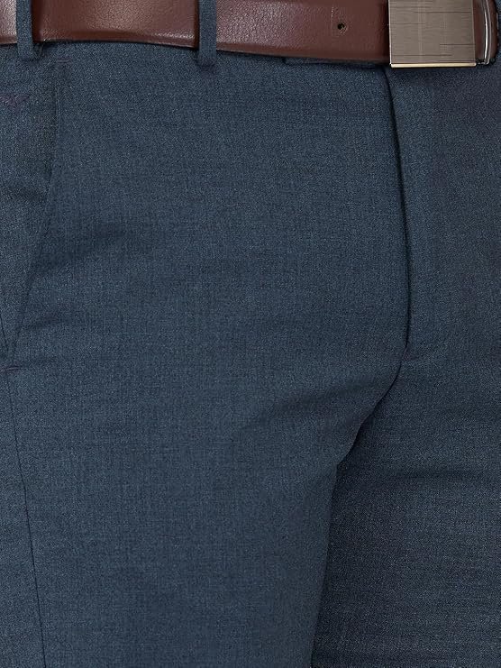 Park Avenue Men's Regular Fit Mid Rise Solid Pattern Poly Viscose Blend Flat Front Formal Trouser - Image 3