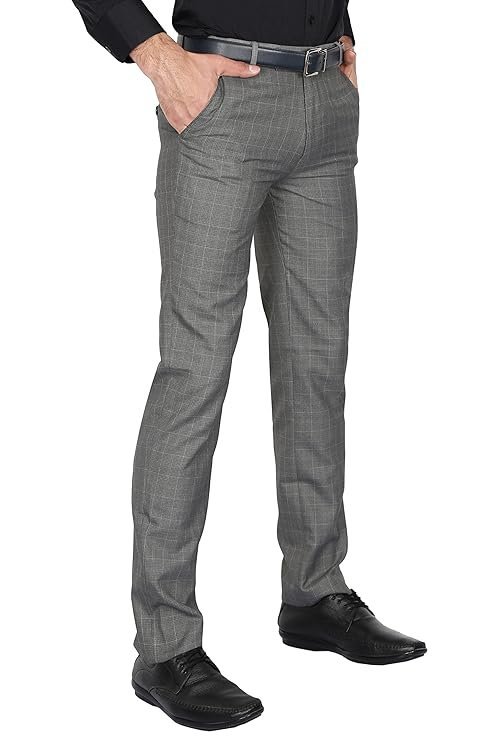 McHenry Mens' Regular Fit Poly Blended Checkered Formal Trousers - Image 2