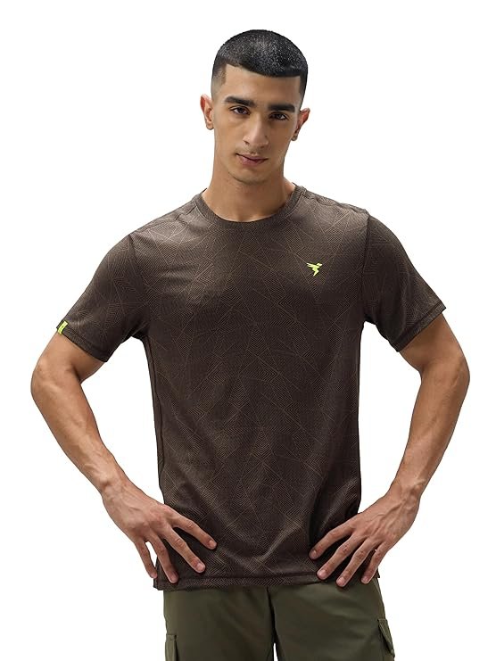 TECHNOSPORT Men's Slim Fit T-Shirt - (MTOR60_PRNT)