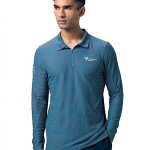 TECHNOSPORT Men Polyester Slim Fit Full Sleeve Solid Polo T-Shirt for Gym, Workout, Sports and Regular Use with SPF50+ and Quick Dry